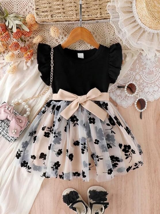 TAGAS Baby-Girl's Net A-Line Knee-Length Dress