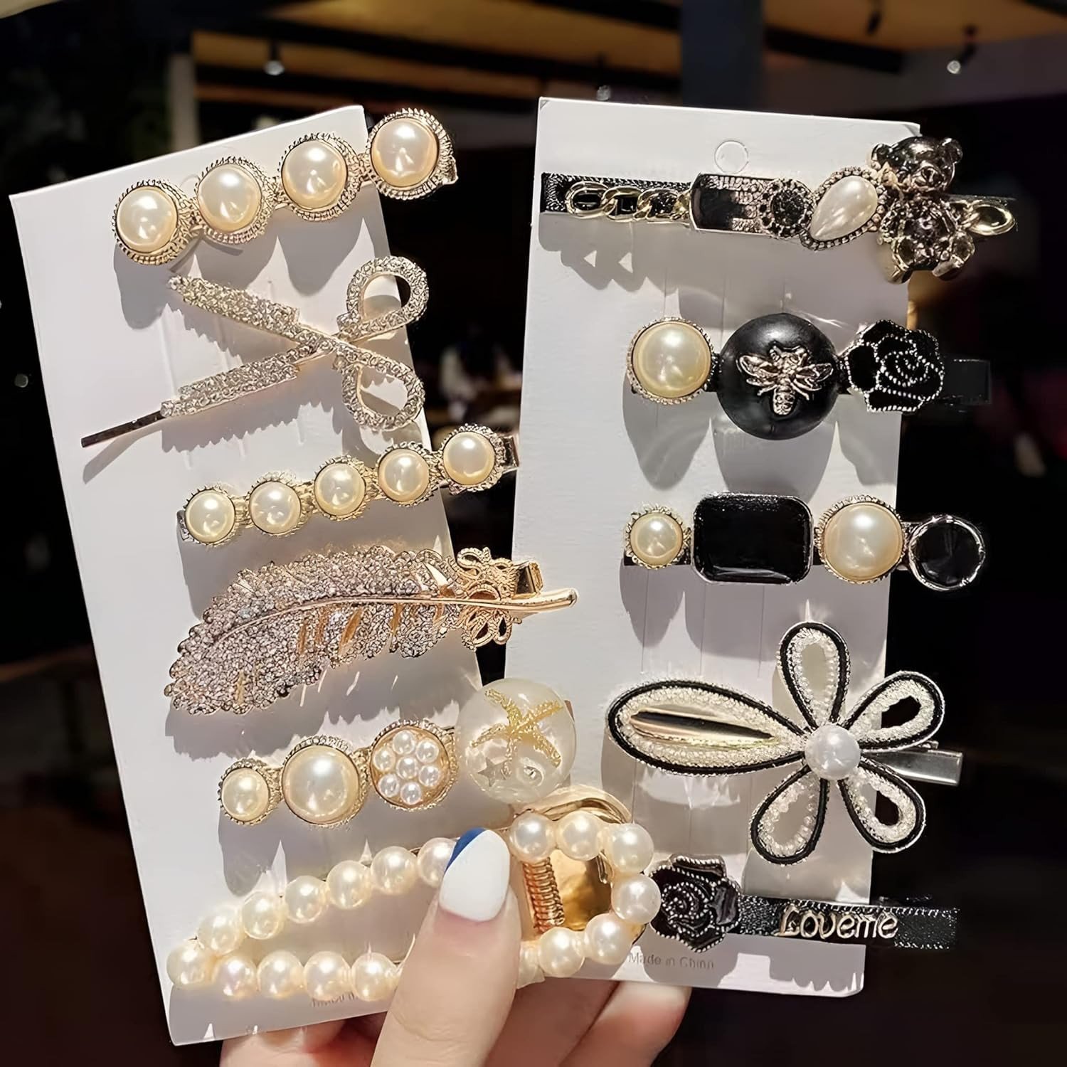 Korean Fashion Style Pearl Rhinestone Metal Hair Clips Hair Pin Stylish Hair Accessories